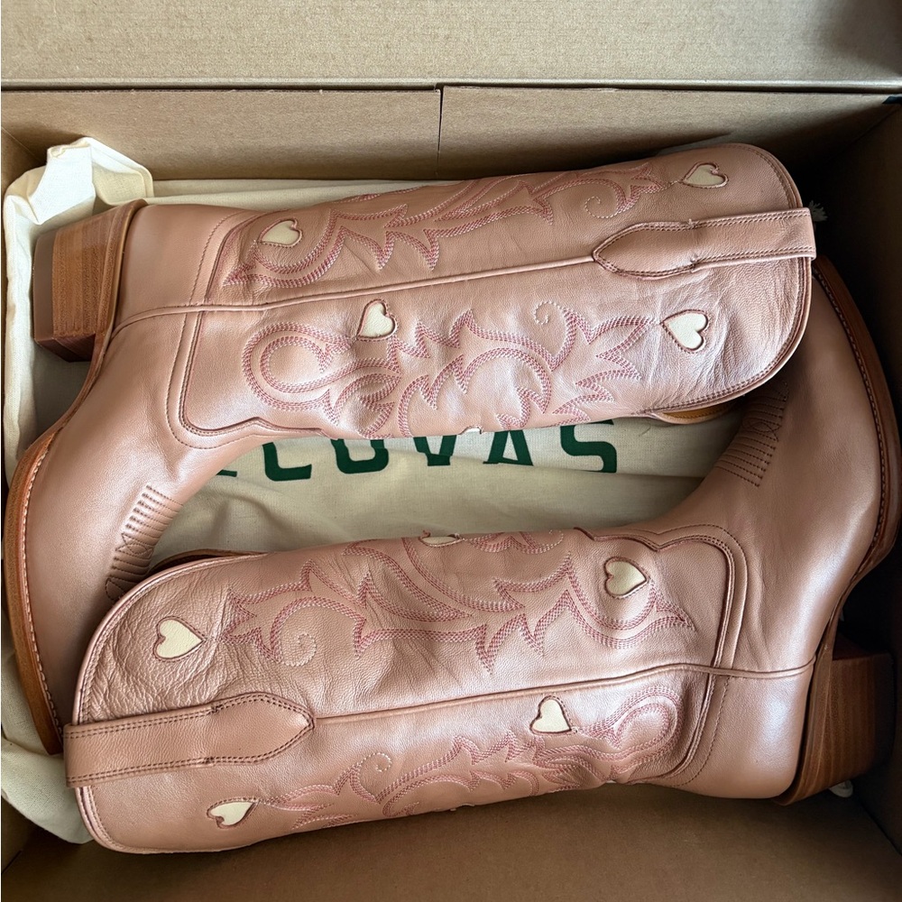 🔥NWT LIMITED RELEASE Tecovas Annie Hearts Pink Snip Toe Cowgirl Boots - Picture 5 of 5